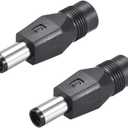 uxcell 2pcs DC Power Adapter,Female 5.5mmx2.1mm to 7.4mmx5.0mm Male Plug Tips, Input DC Plug Connector Black