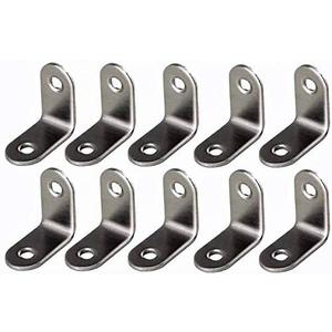 Framing Hardware 1/2 x 1/2 Zinc Plated Steel Corner Brace L Brackets with Screws for Frame Corners, Stacked Frames, Stretched Canvas, Shelving - 10 Pack