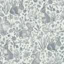 Livelynine Blue Bunny Wallpaper Peel and Stick Vintage Floral Rabbit Farmhouse Blue and White Wall Paper for Bedroom Whimsical Woodland Toile Removable Contact Paper for Cabinets Drawers 17.5x78.8