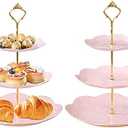 3 Tier Plastic Cupcake Stand Dessert Cupcake Stand Cakes Fruit Candy Display Tower for Wedding, Birthday Party, Tea Party and Baby Shower (Pink, 2)