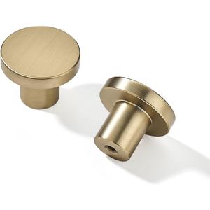 khtumeware 10 Pack Champagne Bronze Cabinet Knobs - 1-1/5 Inch Satin Brass Round Drawer Pulls for Kitchen Cabinet Hardware Dressers Knobs and Closets