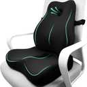 Seat Cushion & Lumbar Support Pillow Set,Memory Foam Office Chair Cushion for Tailbone Pain, Non-Slip Back Support for Car,Desk,Gaming Chair,Wheelchair, Breathable & Machine Washable (Black)