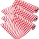 Home Drawer and Shelf Liners for Kitchen Cabinet Non Adhesive, Non Slip Cabinet Liners for Shelves, Shelf Paper Cupboard Bathroom Waterproof Washable Plaid Red 17.7 * 118 Inches 3 Rolls