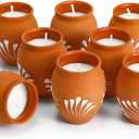 Nuanchu 12 Pcs Cantaritos De Barro Mexicanos Candles Mini 2 oz Mexican Candles Decorative Terracotta Clay Pottery Decorations Mexicanos Gifts for Cinco De Mayo Party Decorations(Elegant)