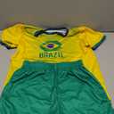 24/25/26 National Flag Soccer Jersey Kit for Kids Youth Boys Girls Sports Uniforms Outfits Fans Gift Shirt Shorts Sets Brazil, 11-12 Years
