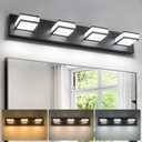 Modern LED 4 Light Bathroom Vanity Lights Over Mirror, 32W Dimmable 3CCT Acrylic Black Bathroom Wall Lighting Fixtures with 350 Rotatable Angle, 30 Inch