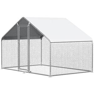 Large Chicken Coop Metal Chicken Run for 6 Chickens,Dog Kennel Quail Cage Duck House with Waterproof and Anti-UV Cover Lockable Door Design(9.8'Lx6.6'Wx6.4'H)