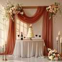 Wedding Arch Draping Fabric, 6.7 Yards Caramel Sheer Curtains Wedding Decorations for Ceremony, Caramel Chiffon Draping Fabric 29" x 20ft Backdrop