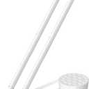 Short Spring Tension Rods for Windows (23 to 37 Inches, White, 2-Packs) - No Drill Adjustable Pressure Curtain Rods for Kitchen, Doorway, and Closet