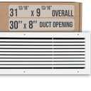 Fits 30x8 Duct Opening | Aluminum Return Air Grille by Handua | Vent Cover Grill for Sidewall and Ceiling | Rust Free | Durable Powder Coating | HVAC Cold Air Intake Grille | White