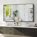Koonmi Black Framed Bathroom Mirror - Shatterproof 30"x55" Tempered Glass, HD No Distortion, Horizontal/Vertical Mount, Modern Matte Aluminum Alloy Frame