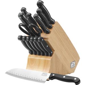 Chicago Cutlery Essentials (15-PC) Stainless Steel Kitchen Knife Block Set With Block, Sharp Stainless Steel Cutlerly Chef Knives Set & Scissors Shears