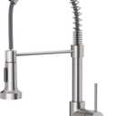 OWOFAN Kitchen Faucet with Pull Down Sprayer Brushed Nickel Stainless Steel 1 Handle Pull Out Spring Sink Faucets 1 Hole Or 3 Hole Dual Function for Farmhouse Camper Laundry Utility Rv Wet Bar (1 Brushed Nickel)