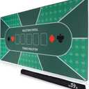 Poker Table Top - Foldable 70" x 35" Texas Hold'em Poker Mat with Non-Slip Backing and Zipper Carrying Bag - Waterproof and Portable Casino Table Topper Card Mat for Home Game Nights Up to 10 Players