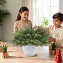 Artgar 12 Pcs Christmas Pine Branches  18" Realistic Artificial Greenery Pine Stems - Real Touch Faux Cedar Picks for Vase, DIY Garland Wreath Home Indoor Outdoor Xmas Decorations