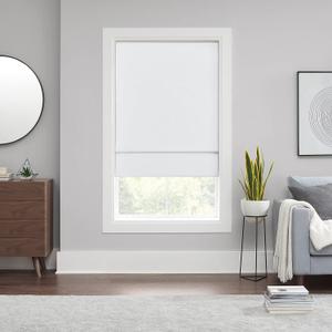 Eclipse Kylie Total Privacy Blackout Cordless Lined Window Roman Shade for Living Room, 35 in x 64 in, White, 9.25"W x 38.98"H