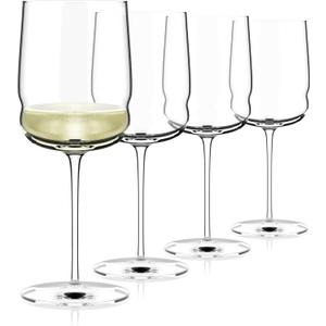 Luigi Bormioli Grandioso - 15.25 Oz. Chardonnay Wine Glasses Set of 4 - Crystal Glass Set - Unique and Modern White Wine Glass - Made in Italy, Dishwasher Safe
