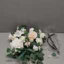 Ling's moment 2pcs White Wedding Artificial Floral Swag Welcome Sign Flowers Backdrop Garland Green for Ceremony Reception Door Wall Easel Home Decoration Entryway Faux Outdoor Board Table Decor