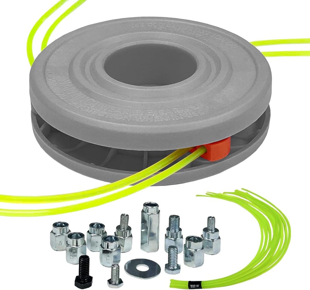 Universal Weed Eater Head, H011 Easy Load String Trimmer Head Replacement Weed Wacker Head Fits Most Standard Models of Gas and Electric Weed Trimmer, Includes 15 pcs 1FT-0.095" Trimmer Line, Grey