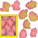 8 Piece Unicorn Cookie Cutter Set With Plunger Stamps - Unicorn Head Embossing Stamps For Biscuit Fondant Cheese Baking