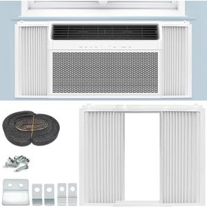Adjustable Window Air Conditioner Side Panels with Frame, Accordion Insulation Filler Kit for 5000-14000 BTU Window AC Units, Windproof Dustproof Heat Resistant Indoor Cover