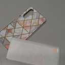 for Galaxy A05s Case, for Galaxy A05s Case with [3X Tempered Glass Screen Protector], Hard PC Bumper + SOFE TPU Shockproof Armor Impact Resistance Hybrid Marble Colorful Cover - Rose Gold