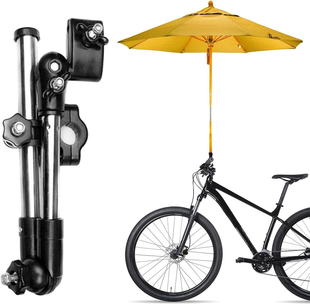 Xiaokeis Bicycle Umbrella Stand, Umbrella Holder for Stroller, Stainless Steel Bicycle Mount Holder, Hands Free Umbrella Holder, Adjustable Bike Umbrella Stretch Mount Stand Holder (Black)