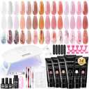 JEWHITENY 14 PCS Poly Nail Gel Kit Poly Extension Gel Kit Starter Kit With Slip Solution Professional Extension Set With LED Lamp Nail Art Design Beginner All In One