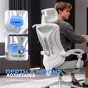 Ergonomic Office Chair with Footrest - Adjustable Lumbar Support & Headrest, 90-160 Reclining Mesh Back Computer Chair - Home Office/Gaming, 350lbs Capacity