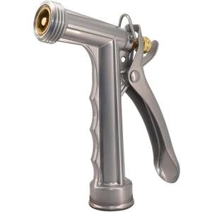 Full Size Zinc Pistol Grip Nozzle with Threaded Front, Silver