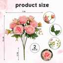 2 Pack Artificial Flowers Bouquet, 10 Pcs Austin Roses Silk Flowers Heads, Fake Peonies Flower for Home Decor Table Centerpieces Wedding Bridal Bouquet Mother's Day Valentine's Day, Pink