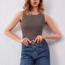 Arach&Cloz 2026 Womens Cashmere Tank Tops Summer Fall Sleeveless Vest Crew Neck Soft Sweater Cute Fashion Dressy Business Casual Outfits Knit Trendy Work Teacher Clothes Coffee Brown XL