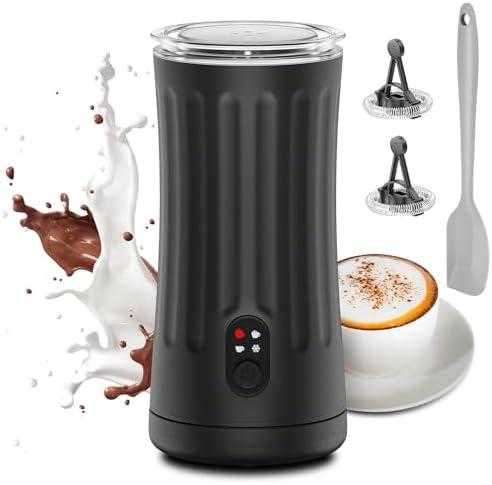 Ovetedot Milk Frother, Upgraded 4-in-1 Milk Frother and Steamer, Hot and Cold Foam Maker and Milk Warmer with Temperature Control & Auto Shut-Off, Frother for Coffee, Latte, Cappuccino, Matcha (Black)