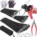 400PCS Metal Zip Ties Gun Kit, 6/8/12 Inch Heavy Duty Metal Zip Ties, Multi-Purpose Self-Locking Cable Tie Tool Set for Vehicles Farms Plants Fences Pipe Bundling, Scissors