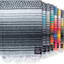 Benevolence LA Authentic Handwoven Mexican Blanket | Yoga Blankets, Outdoor, Picnic, Beach, Camping | Equestrian Saddle | Serape 50x70 inches - Gray, Pack of 1