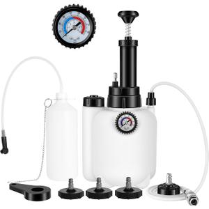 Brake Bleeder Kit with 3L Pressure Pump, 1L Waste Bottle & 4 Upgraded Adapters, Manual Brake Fluid Bleeder Tool for Most Vehicles, One-Person Operation