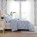 Laura Ashley - Twin Comforter Set, Soft Cotton Bedding with Matching Shams, Floral Home Decor, Oeko-Tex Certified (Quartet Blue, Twin)