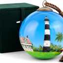 LiBien Santa Beach Inside Painted Glass Ornament - 3.15'' Hand Art Collectible - Tropical Summer Decor for Beach Lovers, Birthdays, Mother's Day & Coastal Home