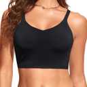 Aqua Eve Women's Sport Bra Swim Top - 2025 Crop Bikini Top Modest V Neck Bathing Suit (X-Large, Black)