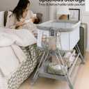 Fodoss Bedside Bassinet for Baby with Wheels, All Mesh Bedside Crib with Storage Basket, Hight Adjustable and Easy Assembly