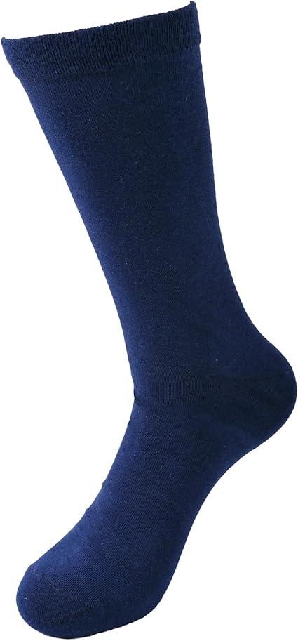 Defishuy 2 Pack Mens Dress Socks Combed Cotton Dress Crew Socks for Men Breathable Business/Casual Men's Socks Size 8-13 05 2 Pack Black Navy