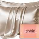 LYSHIN Silk Pillow Cases 2 Pack King Size with Zipper, Champagne | 19 Momme Mulberry Silk Pillowcase for Skin and Hair, Anti-Acne, Hypoallergenic, Cooling, Beauty Sleep, Gifts for Women