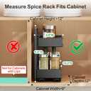 iSPECLE Pull Out Spice Rack - 2 Pack Peel and Stick No-Drill Vertical Spice Racks for Inside Cabinet Easy Access No Digging, Adjustable Height for 4oz to 8oz Spice Jars, For Kitchen Pantry Cabinet