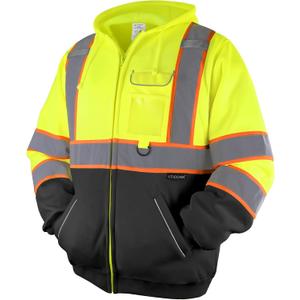 TICONN Safety Hoodie Jacket, High Vis Reflective Safety Fleece Hoodie, PPE Gear for Cold Weather Meet ANSI III, XL