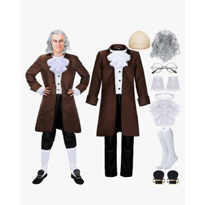 Xtinmee 12 Pcs Colonial Costume Men 18th Century Costume Adult Halloween Outfit Set for Cosplay Party Large