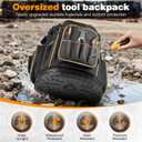 Tool Backpack, HVAC Tool Bag with Molded Base, Full Opening Electrician Tool Backpack for Men Heavy Duty, Tools Organizer Bags for Jobsite Work Handyman, Large Pockets & Combination Lock