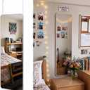 Thyle Over The Door Mirror 16x48'' Full Length Dorm White Mirror with Adjustable Hooks Wall Mounted for College School Classroom Affirmation Station Back Door Bedroom Entryway Long Body