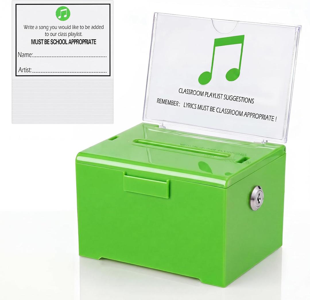 50 Pcs Classroom Suggestion Box 48 Tickets Poster Multi Suggestion Box | 6.1" x 4.5" x 4" Green Collection Ballot Box for Classroom Club Activities Office Voting Feedback Raffles Fundraising Drawing