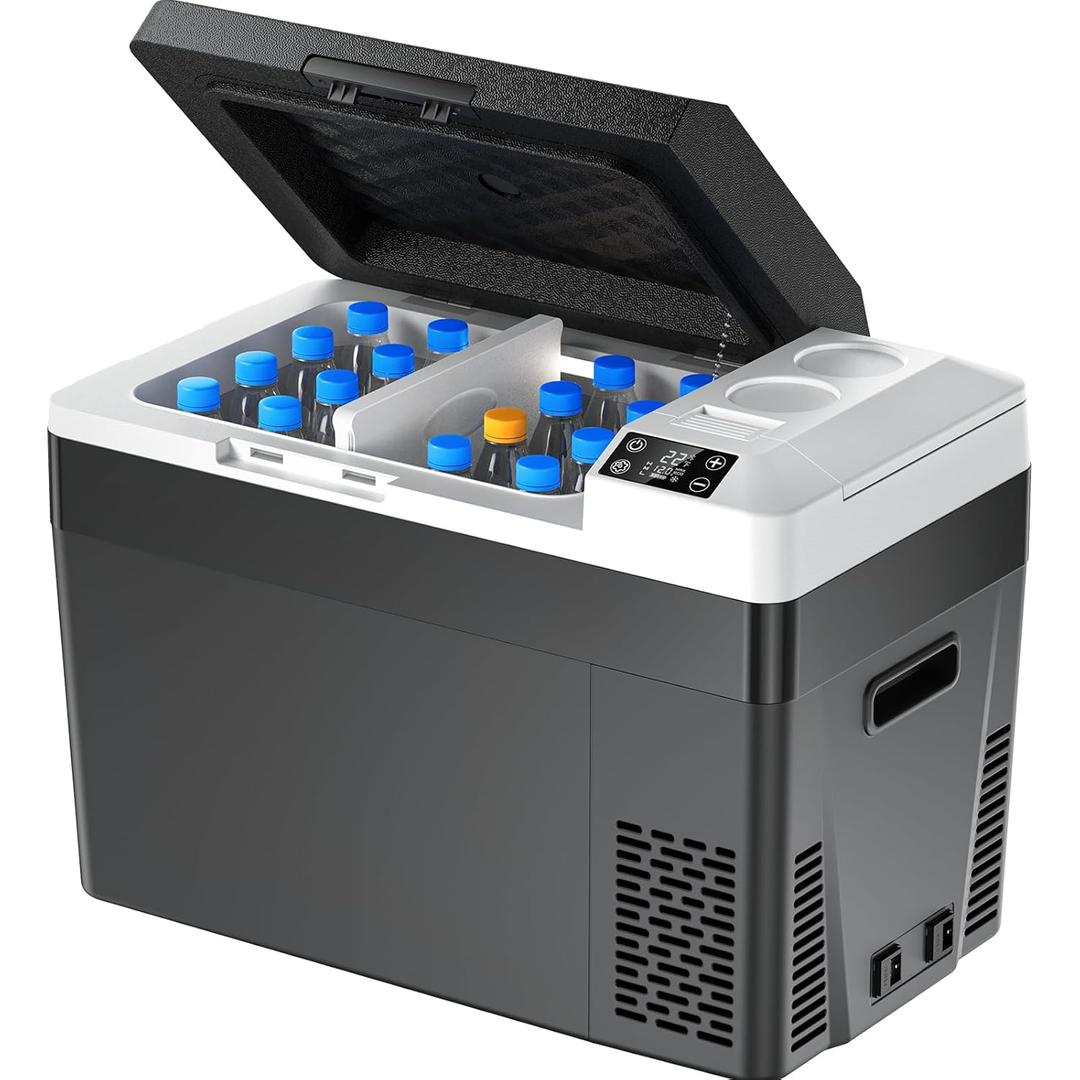 Marsail 12 Volt Car Refrigerator, 32QT Electric Cooler, Portable Car Fridge with Battery Power Option, 12/24V DC and 110-240V AC for Truck, RV, SUV, Travel, Camping, Road Trips -4F to +68F