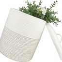 Yimi's Dream Woven Basket with Lid, Decorative Rope Storage Baskets for Organizing, medium Baskets for Baby, Kids, Toys, Blanket, Woven Baskets for Storage (White & Blacksuture, 12D x 13.5H inch)